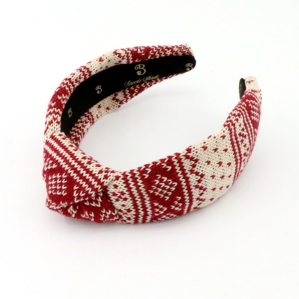 147. The Brooke Shade Merry Red FairIsle Sweater Low Knot Headband